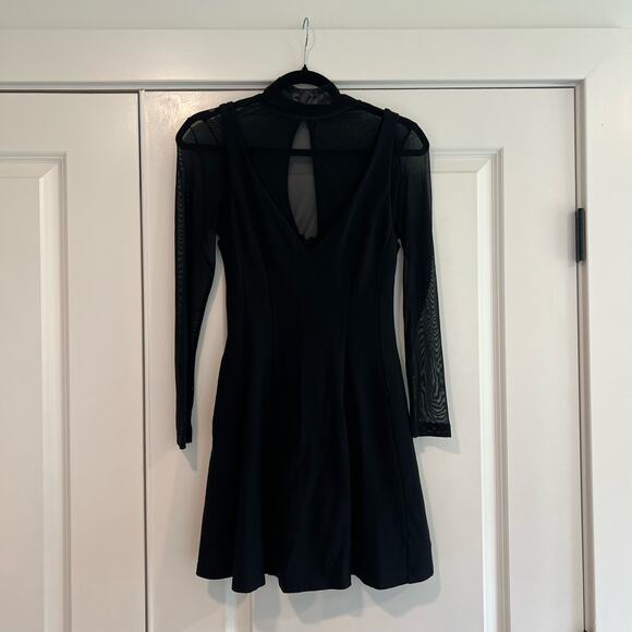 Maeve by Anthropologie Women's Black Longsleeve Sheer Cocktail‎ Dress Size XSP - Picture 1 of 9